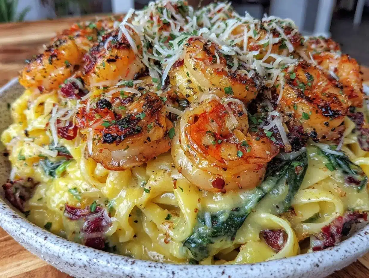 creamy tuscan garlic shrimp pasta - featured image