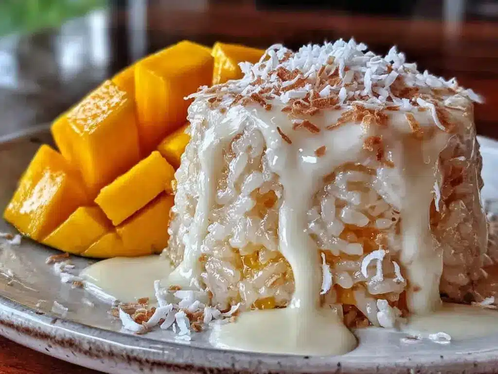 creamy vegan mango sticky rice - featured image
