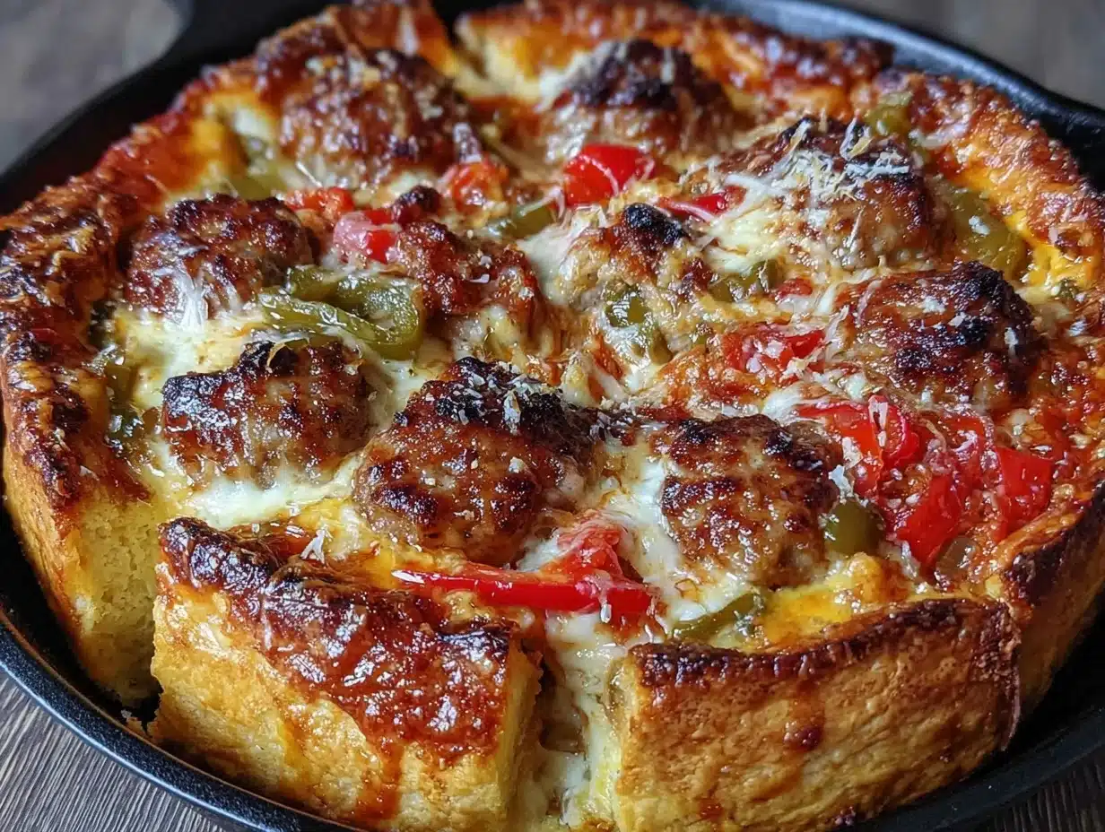 crispy cast iron deep dish pizza - featured image