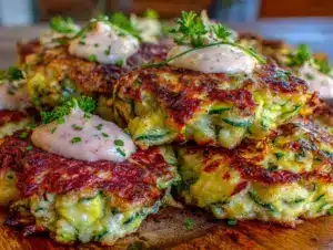 crispy cheesy baked zucchini fritters - featured image