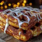 crispy cinnamon roll waffles - featured image