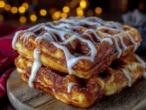 crispy cinnamon roll waffles - featured image
