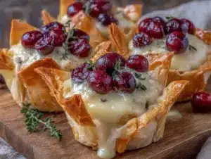 crispy cranberry brie bites - featured image