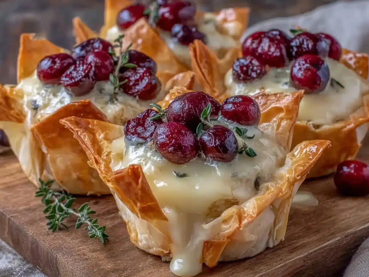 crispy cranberry brie bites - featured image