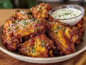crispy garlic parmesan wings - featured image