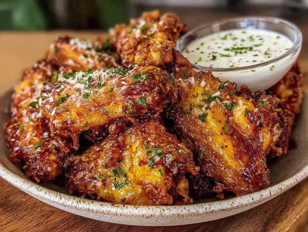 crispy garlic parmesan wings - featured image