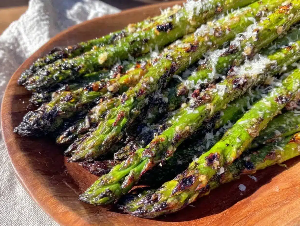 crispy grilled garlic parmesan asparagus spears - featured image