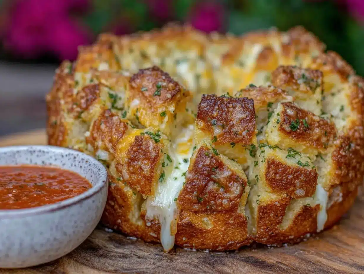 crispy pull-apart garlic cheese bread preparation steps