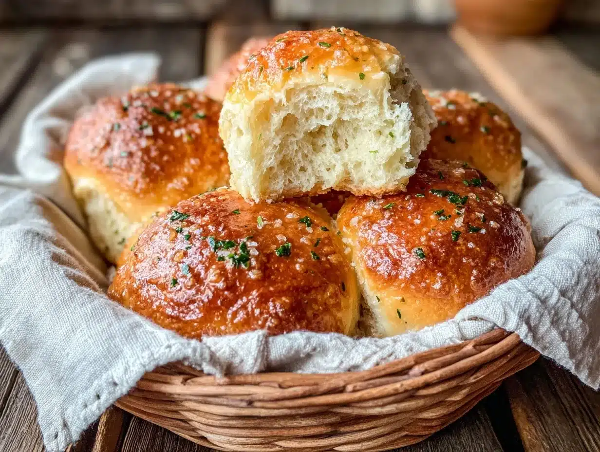 crispy roasted garlic and herb Parker House rolls preparation steps