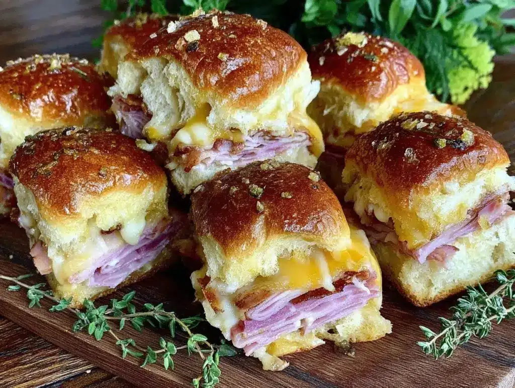 easy cheesy leftover ham and Swiss sliders - featured image