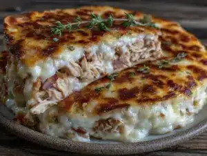 easy chicken quesadilla bake - featured image