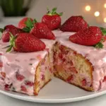 fluffy fresh strawberry cake - featured image