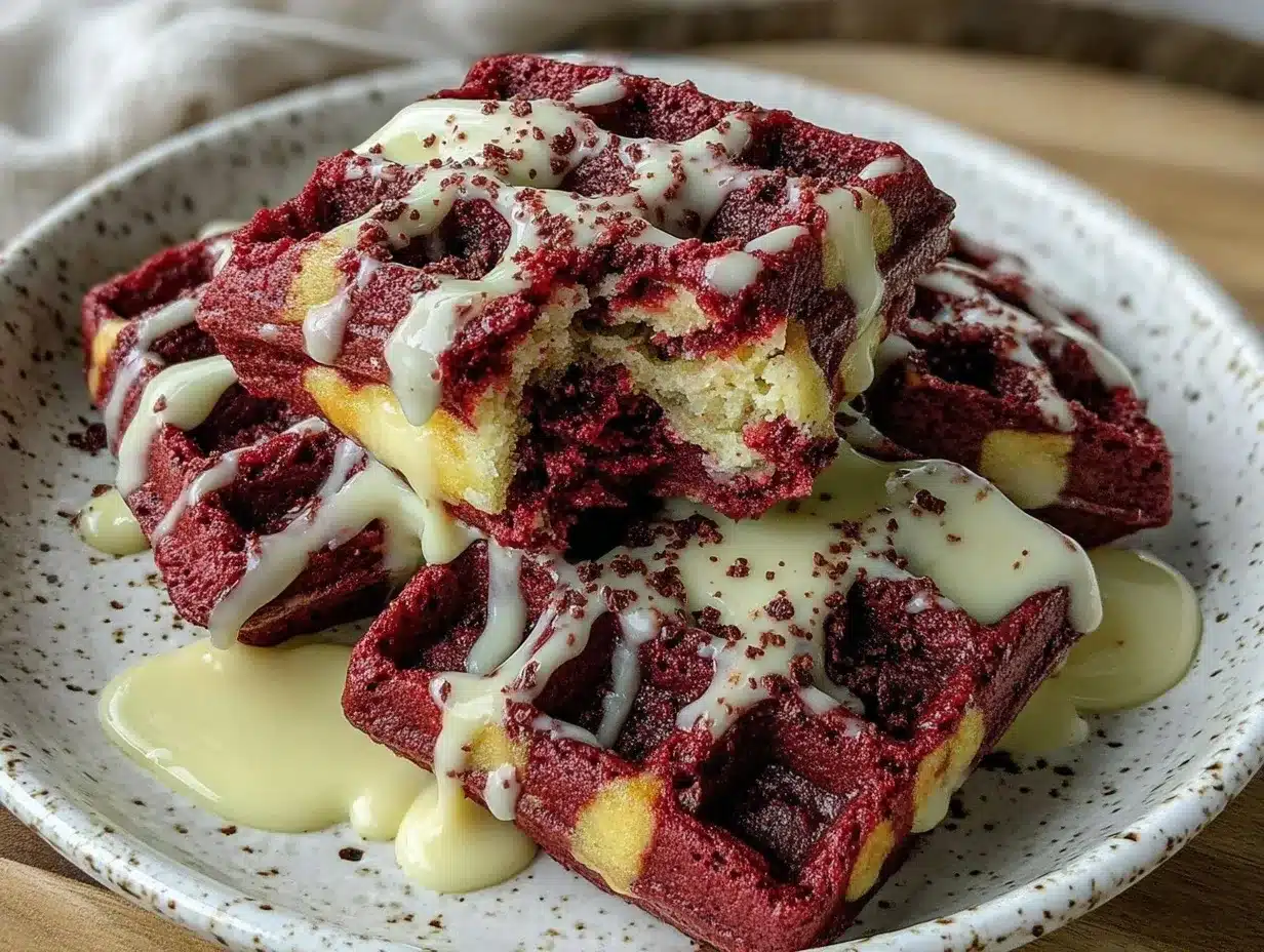 fluffy red velvet waffles preparation steps