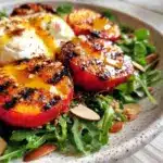fresh grilled peach and burrata salad - featured image