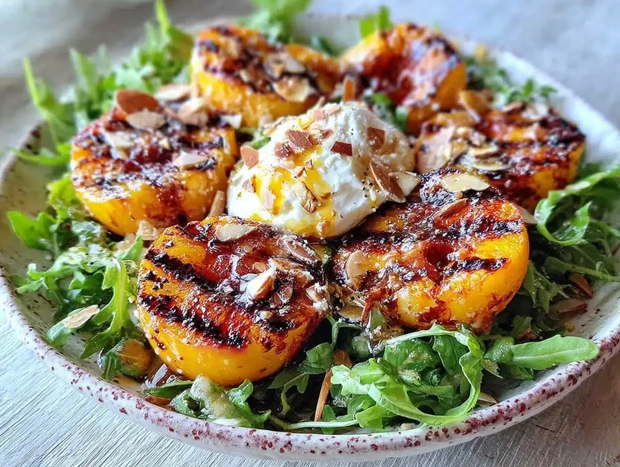 fresh grilled peach and burrata salad preparation steps