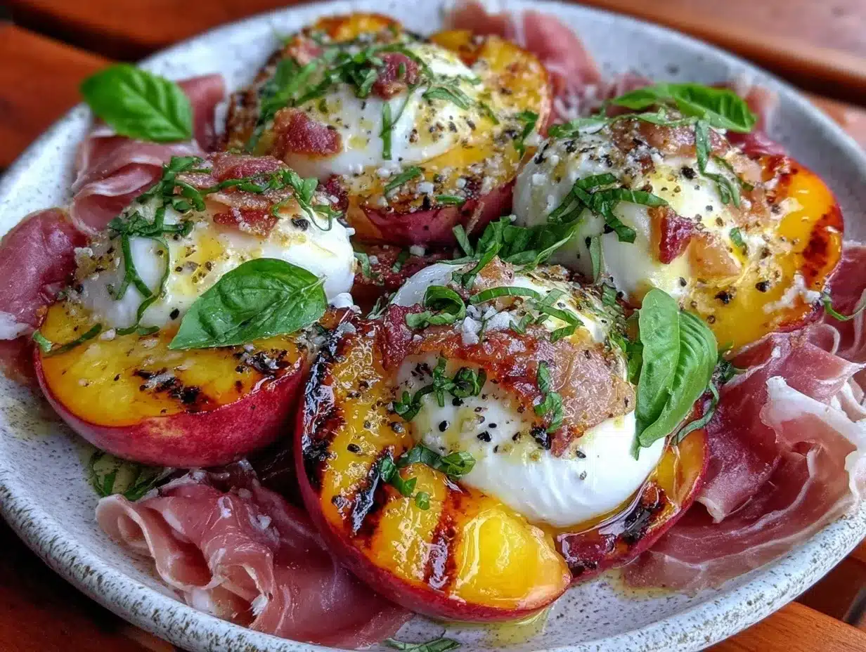 fresh grilled peach and burrata salad preparation steps