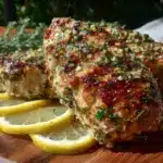 fresh lemon herb marinated grilled chicken breasts - featured image