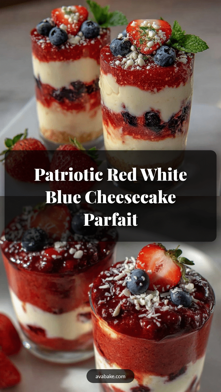 fresh red white blue layered cheesecake parfait recipe