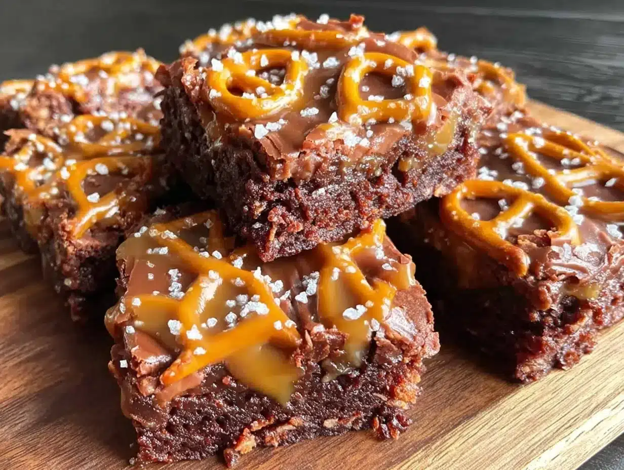fudgy salted caramel pretzel brownies preparation steps