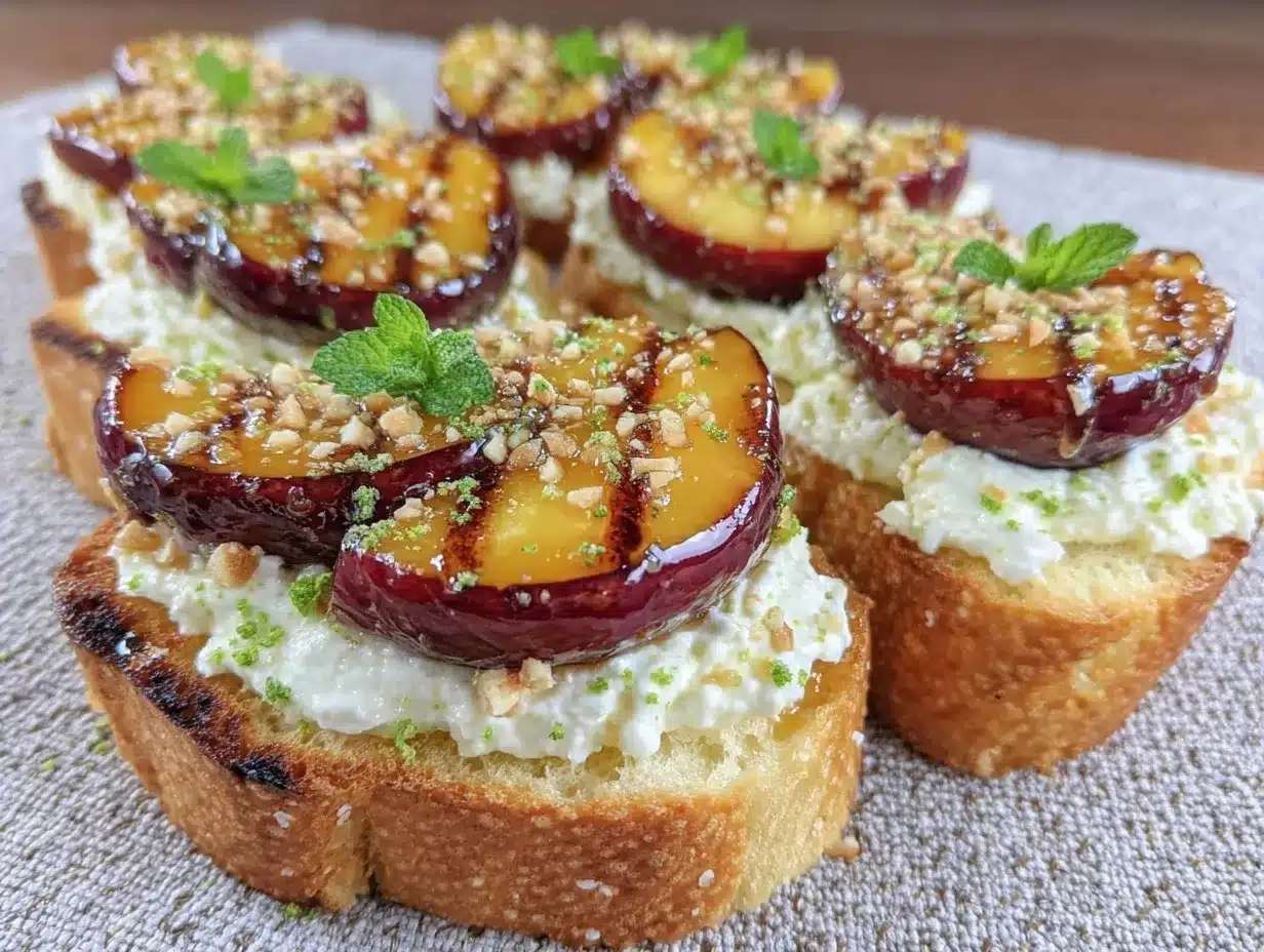 grilled nectarine and honey ricotta toast preparation steps