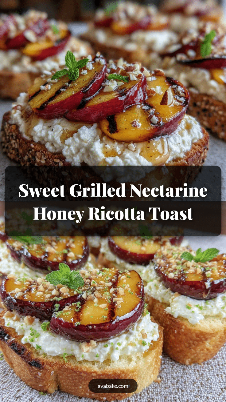 grilled nectarine and honey ricotta toast recipe