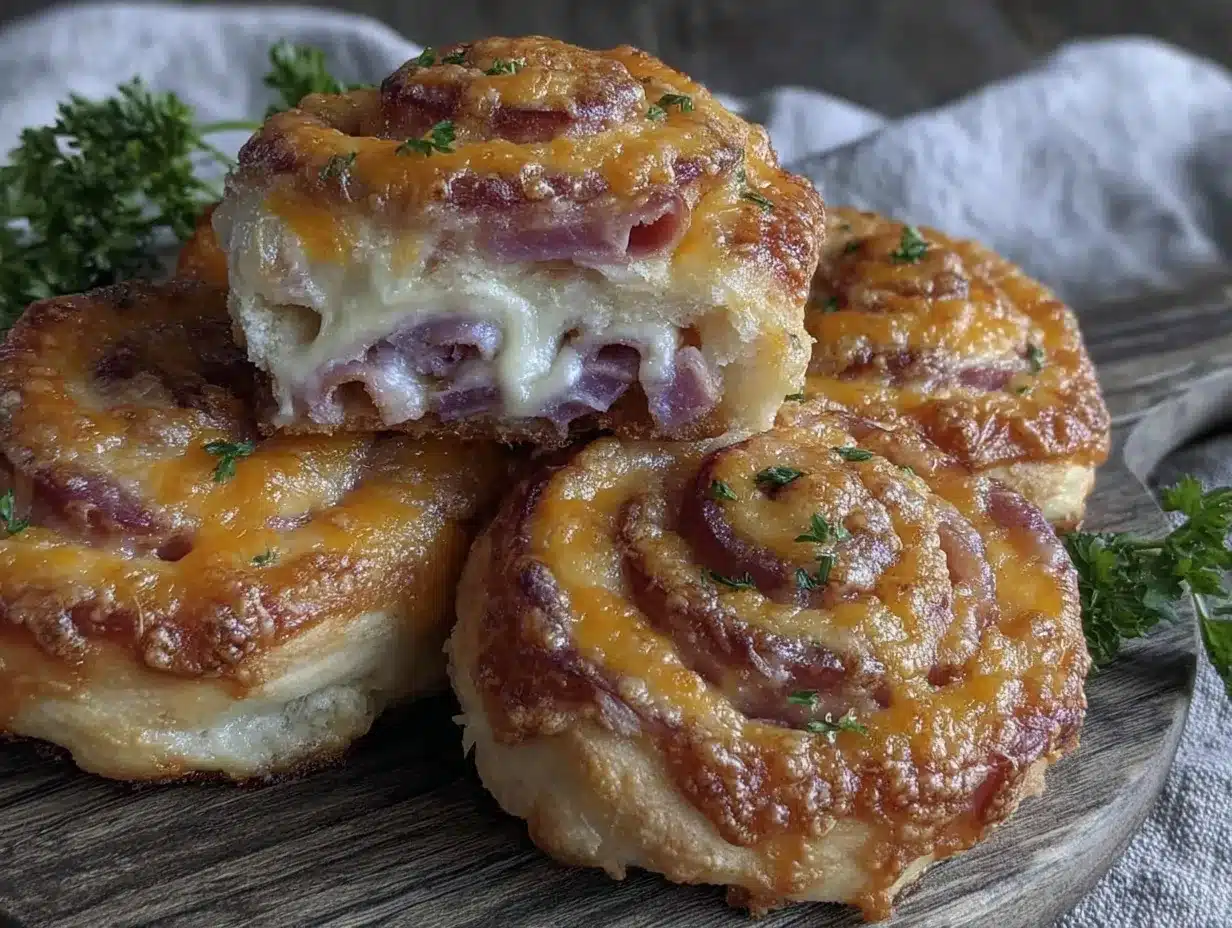ham and cheese crescent roll-up pinwheels preparation steps