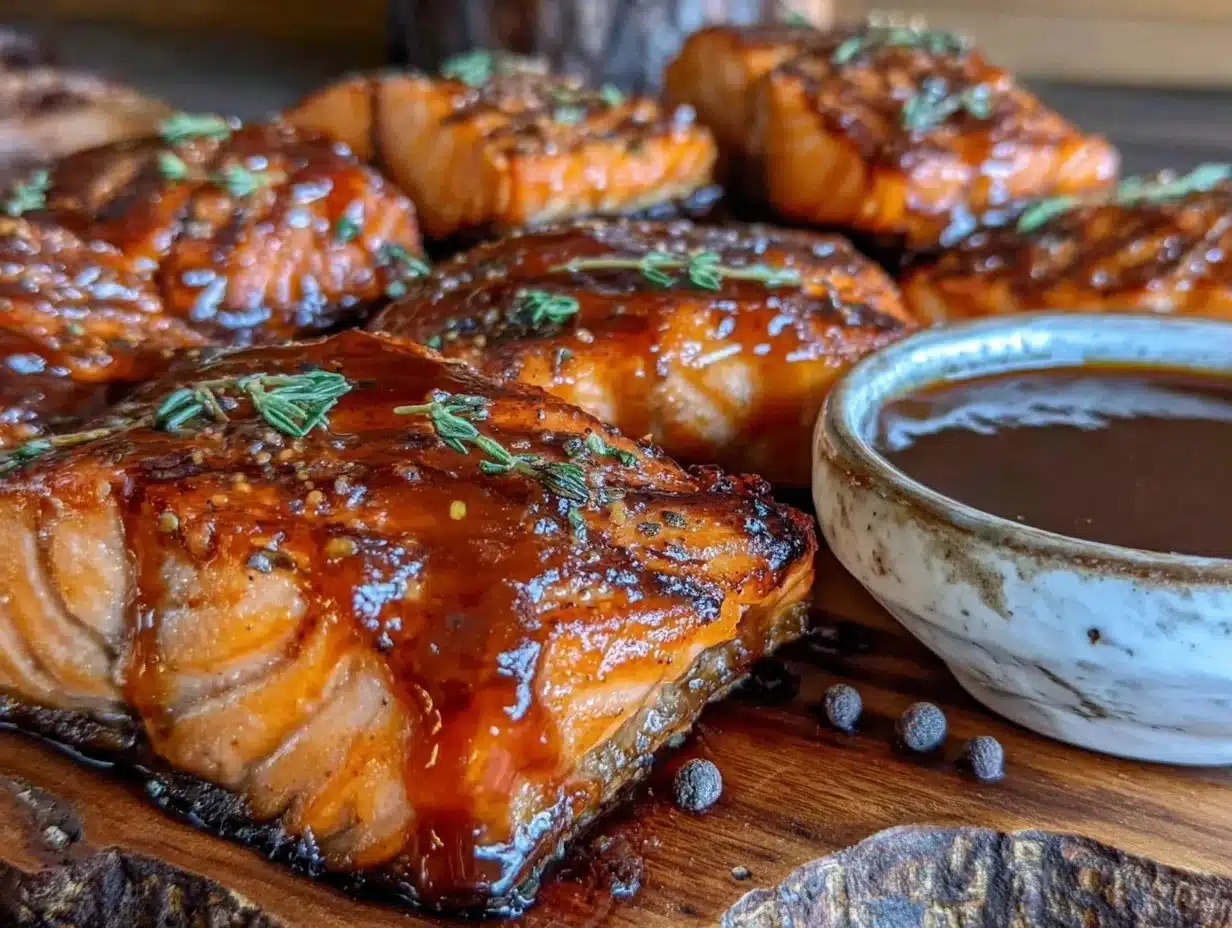 honey bourbon glazed grilled salmon - featured image