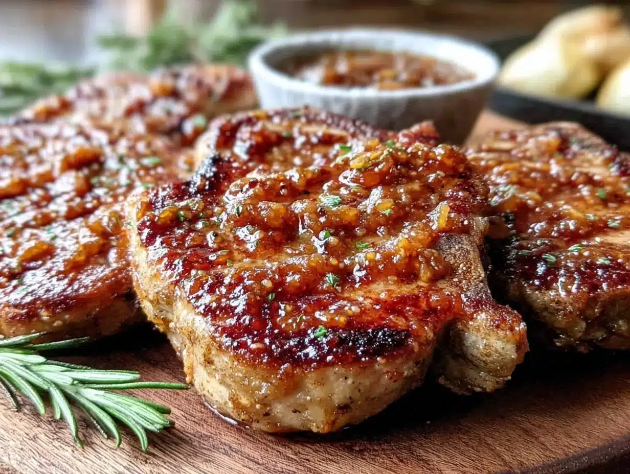 honey garlic glazed pork chops - featured image