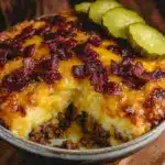 keto bacon cheeseburger casserole - featured image