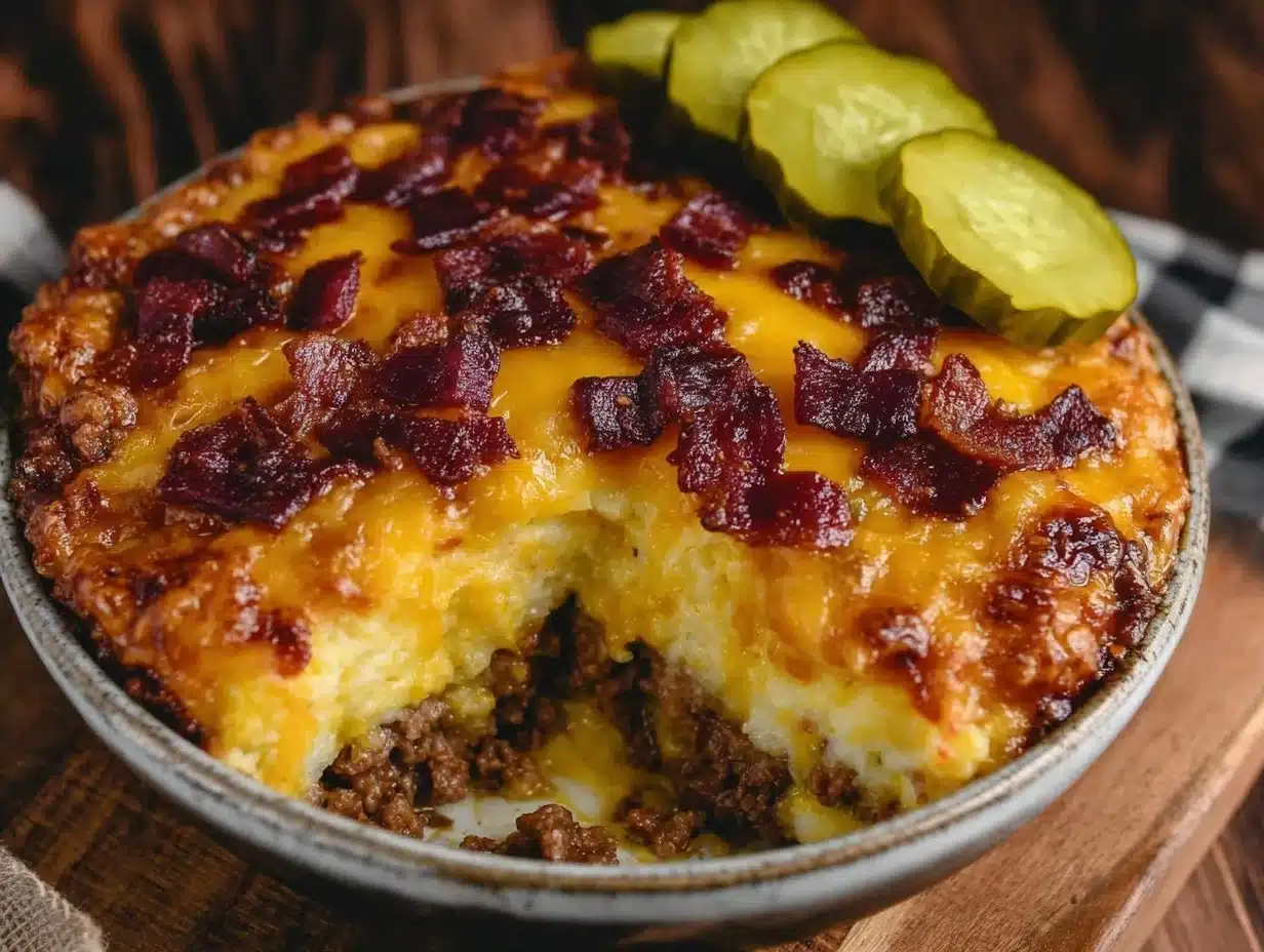 keto bacon cheeseburger casserole - featured image