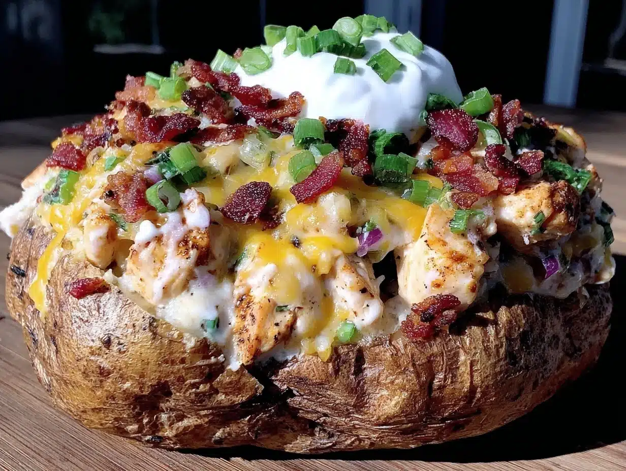loaded chicken bacon ranch baked potato - featured image
