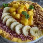 mango pineapple protein smoothie bowl - featured image
