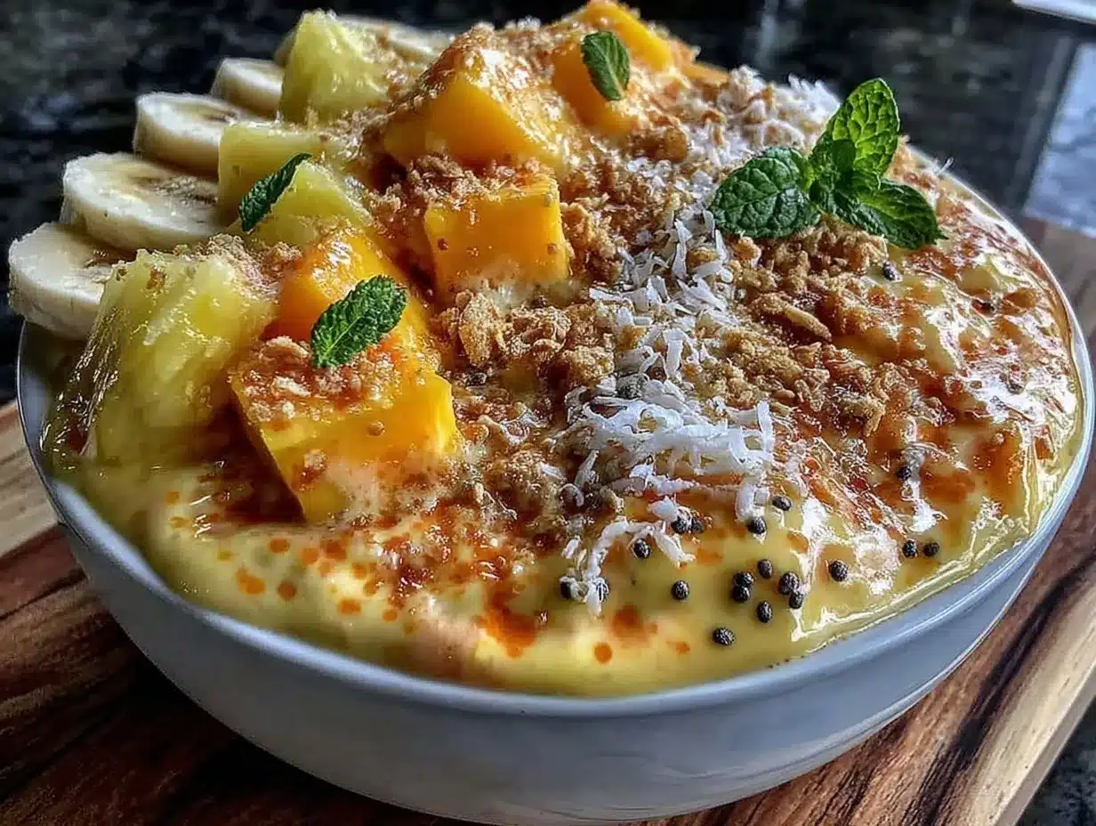 mango pineapple protein smoothie bowl preparation steps