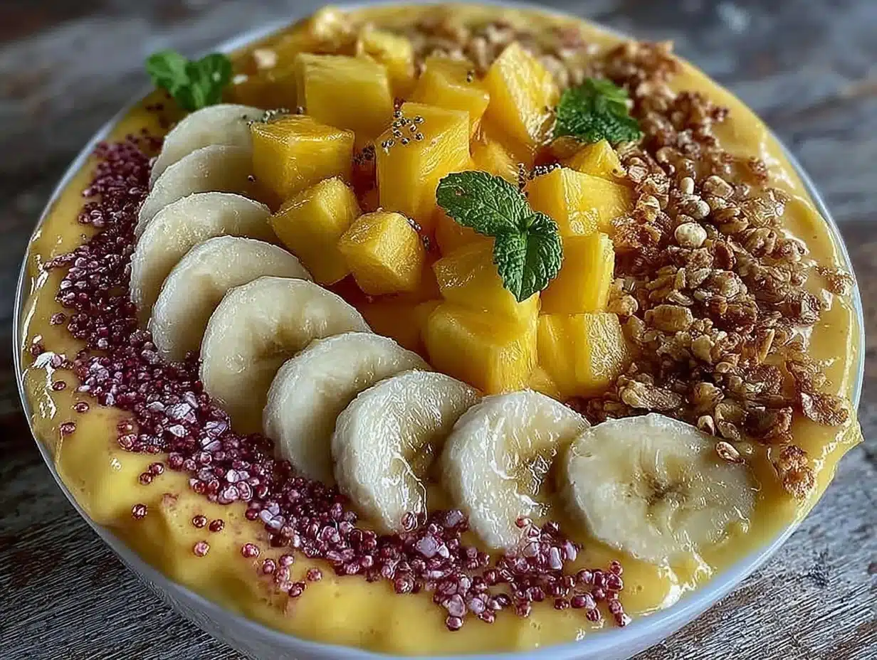 mango pineapple protein smoothie bowl - featured image