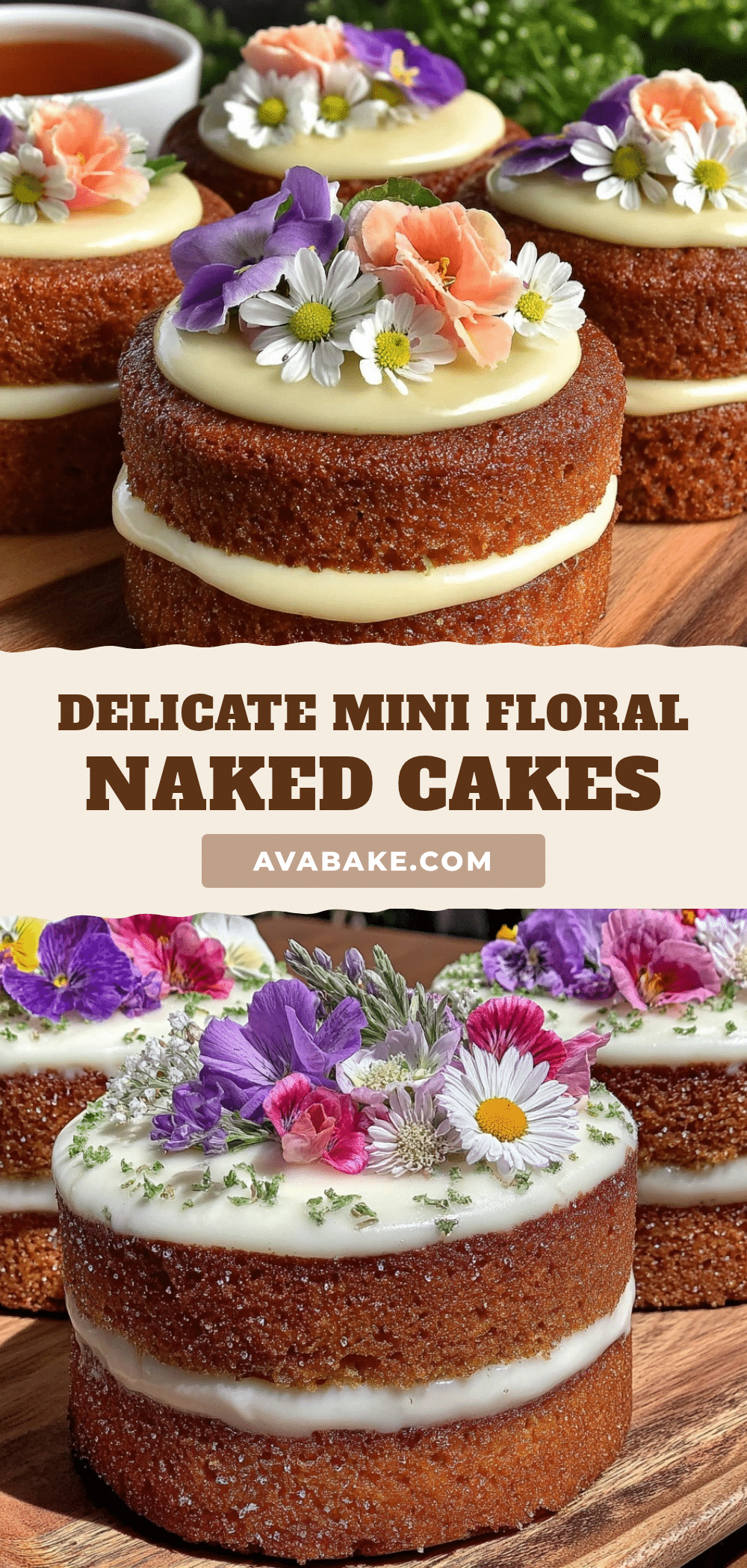 mini floral naked cakes recipe
