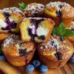 moist blueberry cream cheese coffee cake muffins - featured image