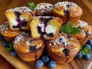 moist blueberry cream cheese coffee cake muffins - featured image