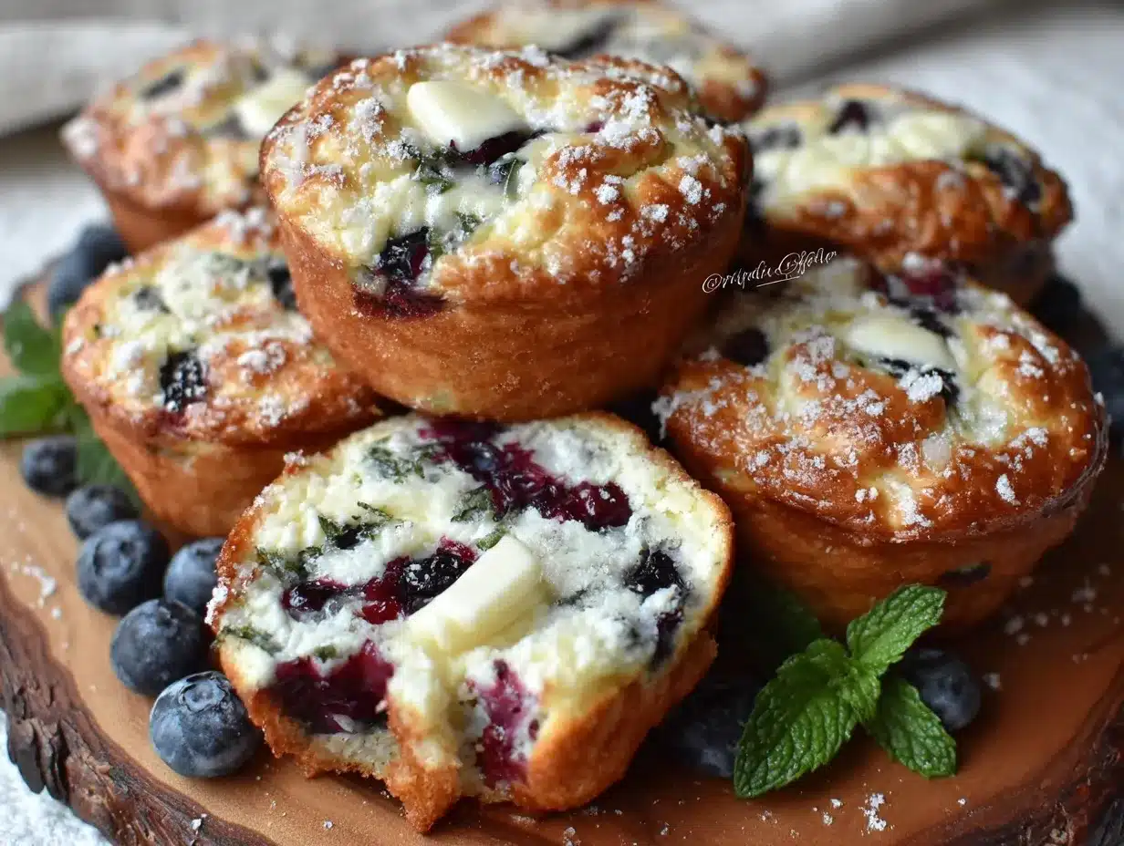 moist blueberry cream cheese coffee cake muffins preparation steps