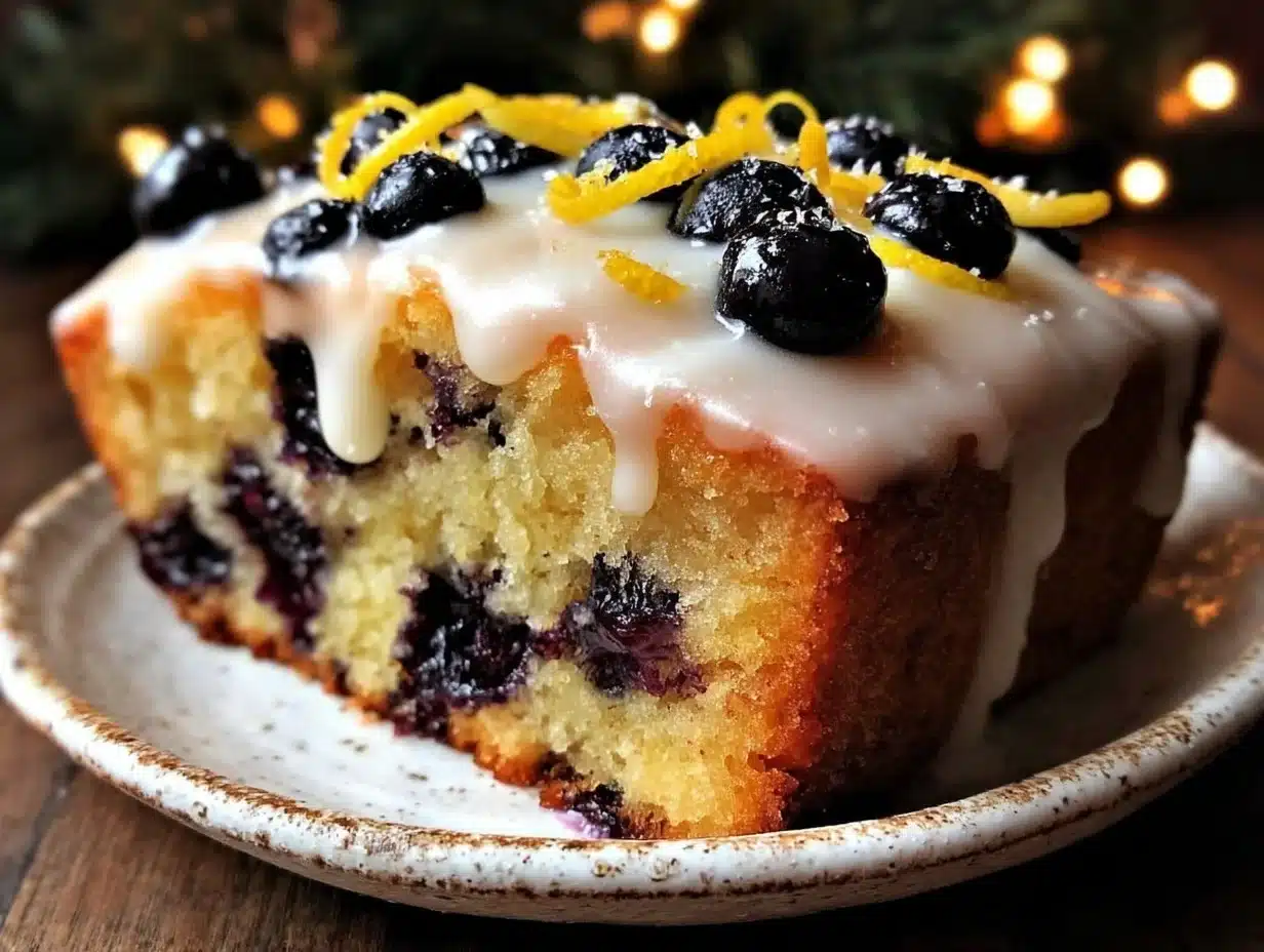 moist blueberry lemon pound cake - featured image