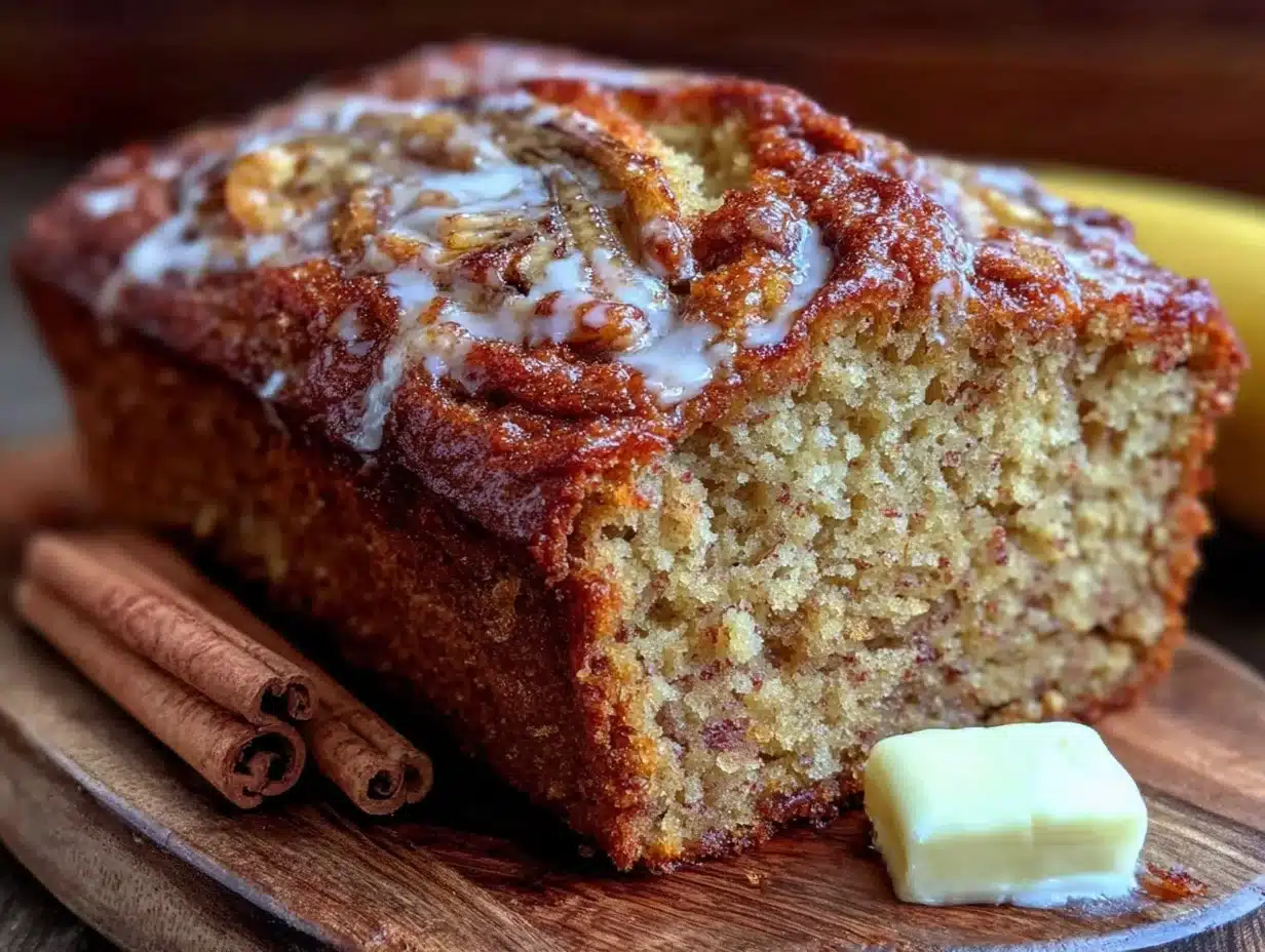 moist cinnamon swirl banana bread - featured image