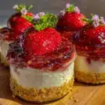 no bake strawberry cheesecake in a jar - featured image