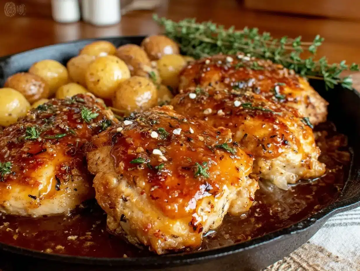 one-pan honey mustard chicken breasts - featured image