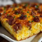 overnight bacon cheddar breakfast casserole - featured image