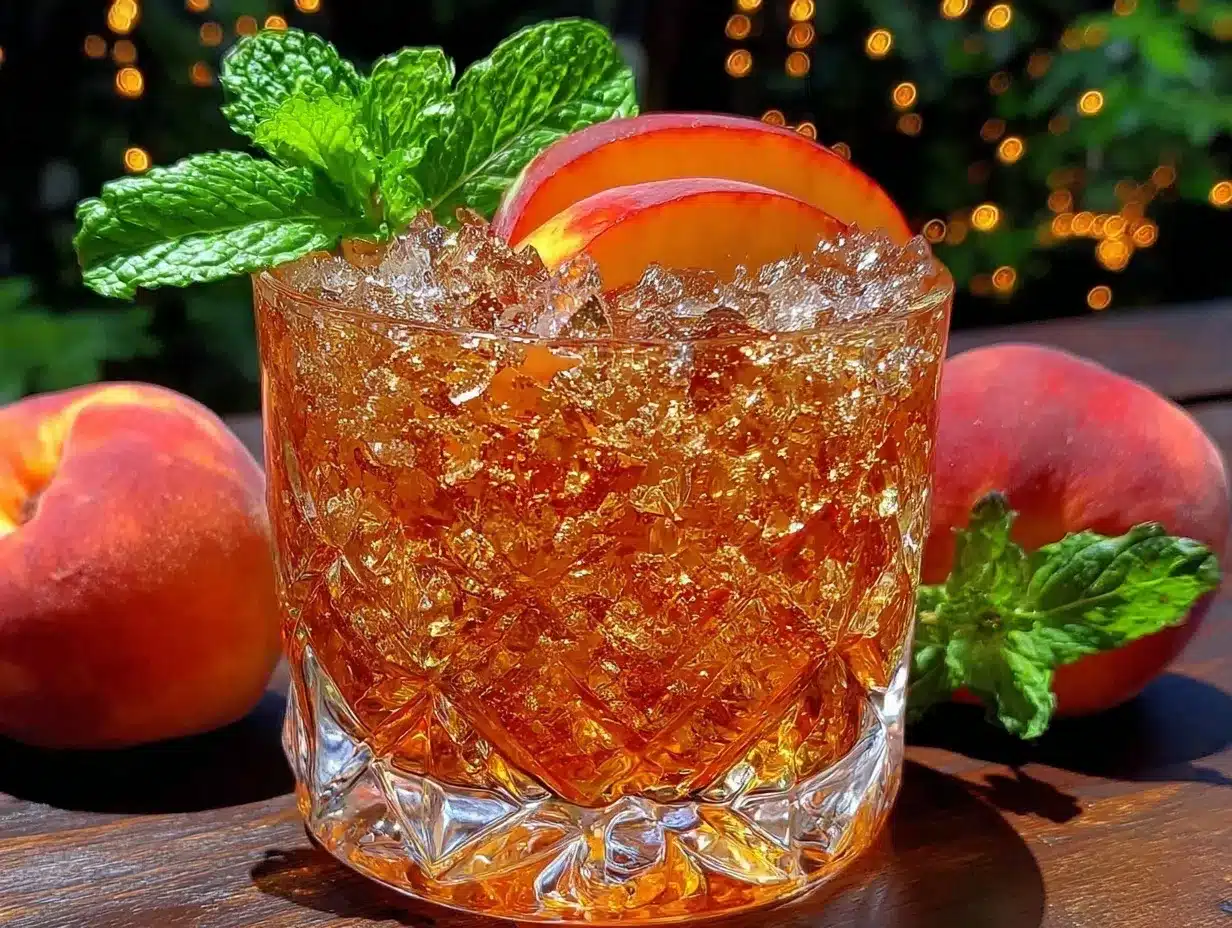 peach bourbon smash cocktail preparation steps