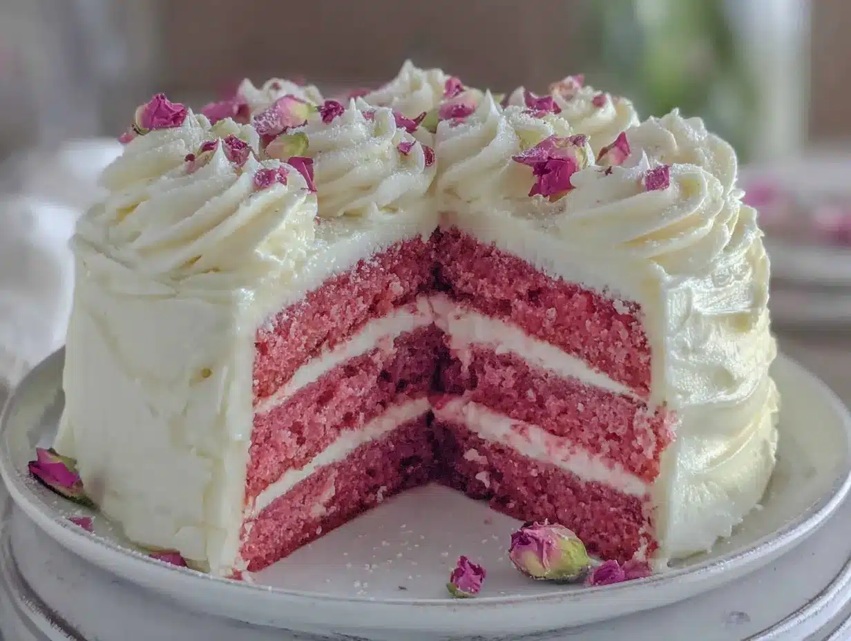 pink ombré layer cake preparation steps