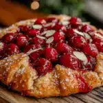 rustic fresh cherry almond galette - featured image