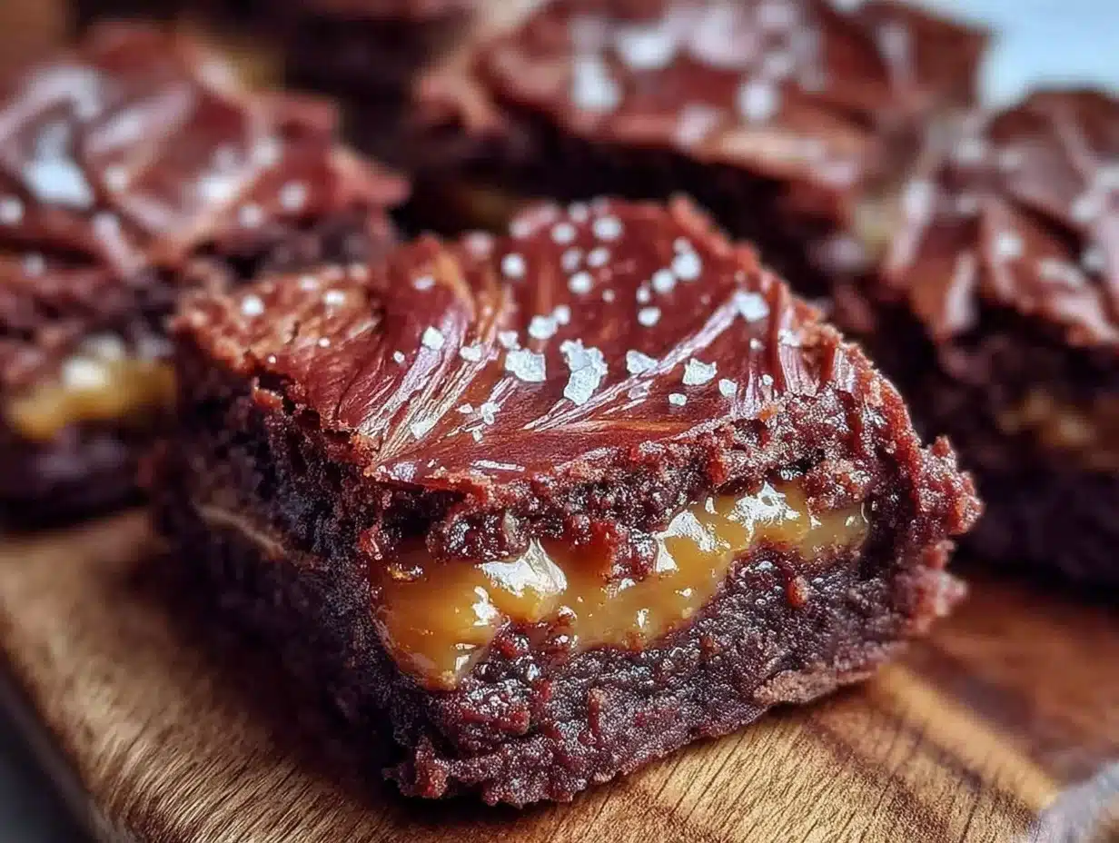 salted caramel swirl fudge brownies - featured image