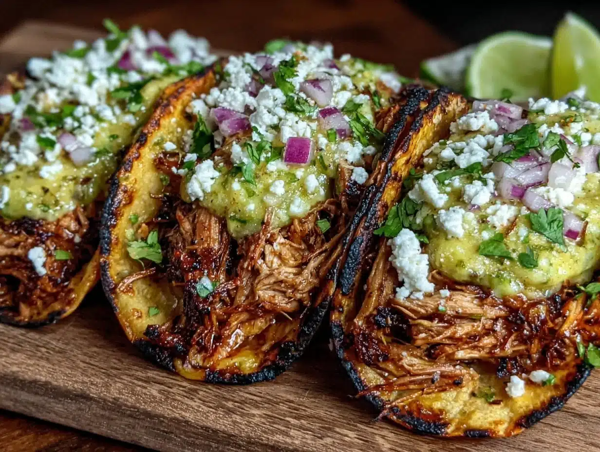slow cooker salsa verde chicken tacos - featured image