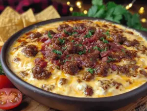 smoked queso dip with chorizo and rotel - featured image