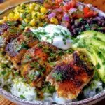 southwest chicken burrito bowl - featured image